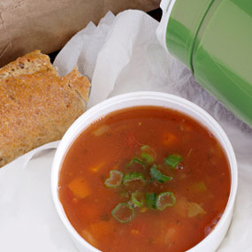 Soup served in a thermos top